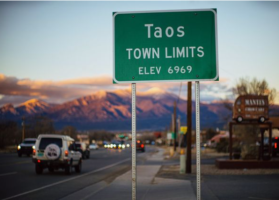 picture of the city limits of Taos, NM, where the Taos hum is audible